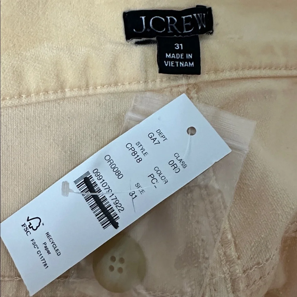 New J. Crew Wide-leg trouser in‎ washed velvet Peche Claire Pastel Peach Size 31
